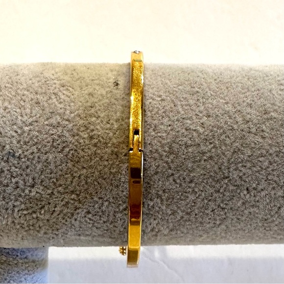 LDADPR Bracelet- Bangle w/ hinged open gold tone w/ clear & black rhinestones - Picture 11 of 15